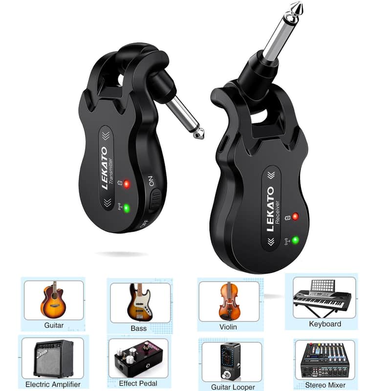 LEKATO WS-50 5.8Ghz Wireless Guitar System 4 Channels Guitar Transmitter Receiver image 1