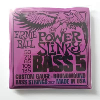 Ernie Ball 2821 Power Slinky 5-String Nickel Wound Electric Bass Strings (50-135) Silver - NEW! image 1