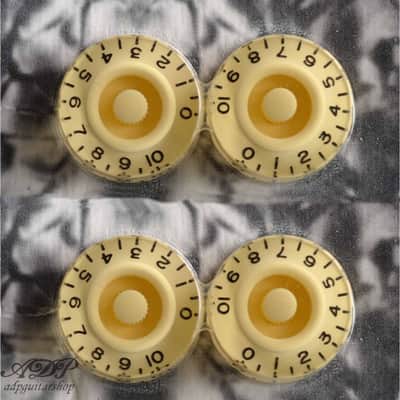 4 Vintage-style Cream Speed Knobs inchSize 24 splines shaft for Gibson LP SG