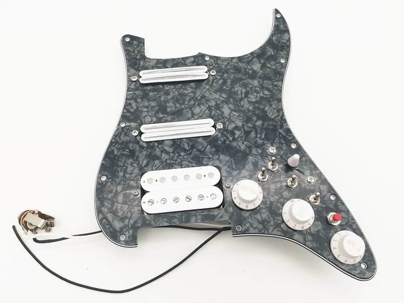 Black Pearl Strat Style Guitar Loaded Prewired Pickguard, SSH Pickups image 1