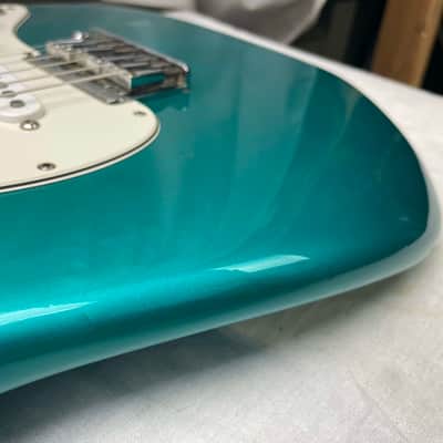 Fender PARTS Stratocaster - 1999 American Deluxe neck on 1983 Dan Smith-era Standard Strat body with Case - Transparent Teal image 12