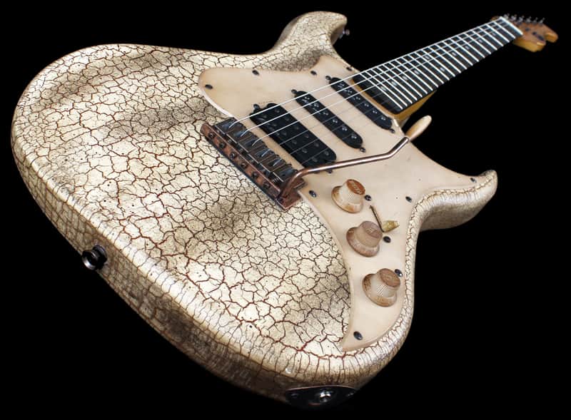 AXL Badwater SRO HSS Distressed Electric Guitar in Cracked White