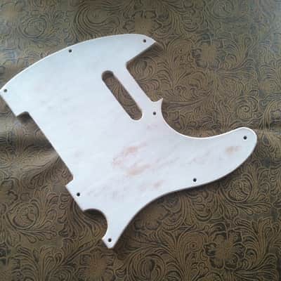 Custom Tooled Leather Fender Telecaster Pickguard Distressed White Road Worn image 3
