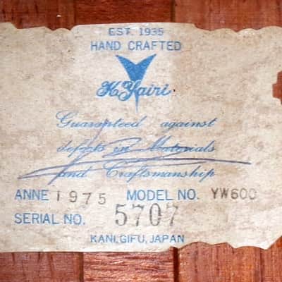 1975 Yairi YW-600 Dreadnought Guitar New Jacaranda Natural+Vintage Flight Case image 13