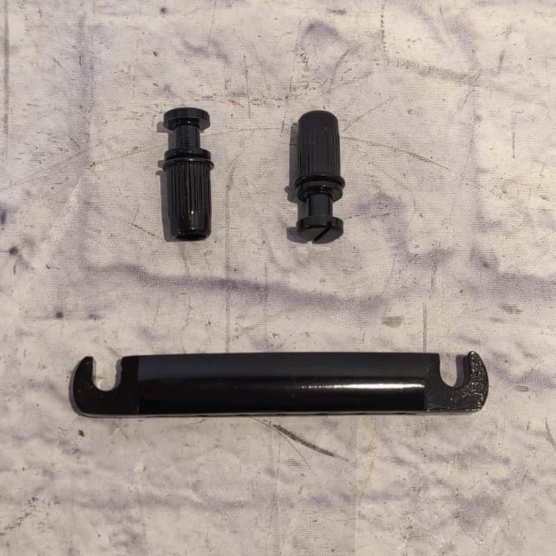 Black 7 String Stop Bar Tailpiece with Anchors and Studs image 1