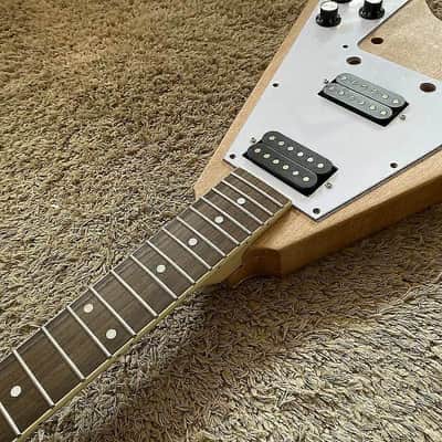 DIY Project Guitar Flying V Style Kit, Mahogany Body, Maple Neck, Rosewood Fingerboard image 18