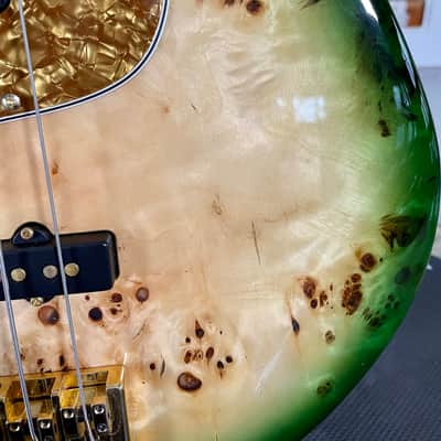 LEFTY Bass Mods Custom 5-String bass (strung righty): Poplar top, Birdseye Maple Fingerboard, image 4