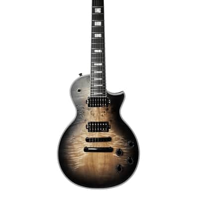 10S GF Modern 7 String Poplar Burl Single Cut Electric Guitar Open Core Black Burst Matte image 2