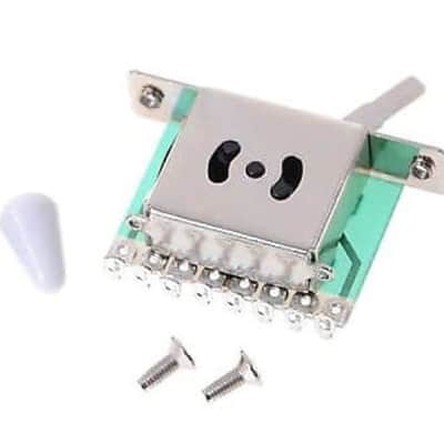 Qty 8,  5 Way Selector Pickup Switch for Guitar Strat Electric Stratocaster 2023 Silver w/ White Tip image 2