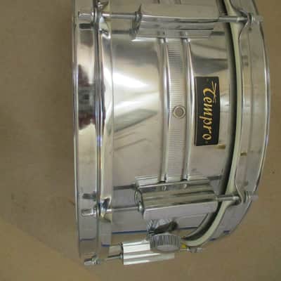 Tempro Vintage 14 X 5 Snare Drum, 8 Lugs, Brilliant Chrome, Muffler, Made In Japan, All Original! image 4