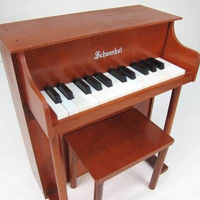 1960s Schoenhut Children's Toy Upright Piano Two Octave Near Mint Birch Cabinet & Matching Bench! image 9