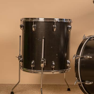1960s Slingerland Metallic Black Drum Set 14x20 8x12 and 16x16 image 4