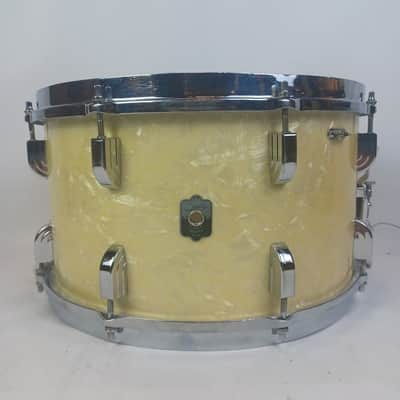 Leedy 8x14"June48 WMP 3Ply Maple/Chrome-Brass Broadway Snare Drum White Marine P image 1