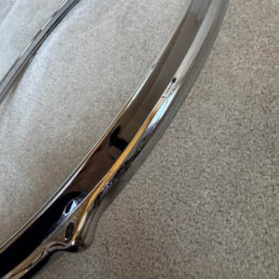 Premier 16” Die-Cast Floor Tom Drum Hoop - COB Chrome over Brass Lot #2 70s - Chrome image 3