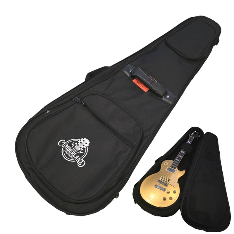 Cumberland Guitars - Embroidered Deluxe Teardrop Electric Guitar Case - Black / Black image 1