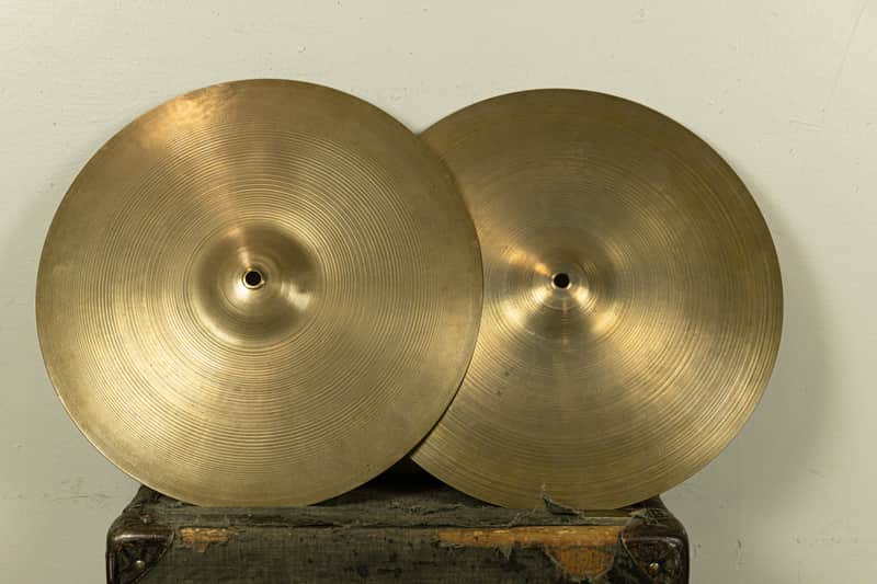 1950s Zildjian 15" A Small Stamp Hi Hat Cymbals 1011g 1069g image 1