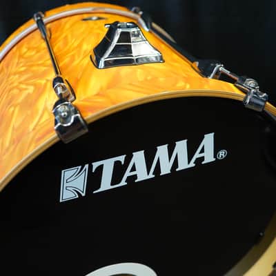 Tama Superstar Series 22" Birch/Basswood Bass Drum w/ Mount - Orange Satin Flame | 18x22" image 5