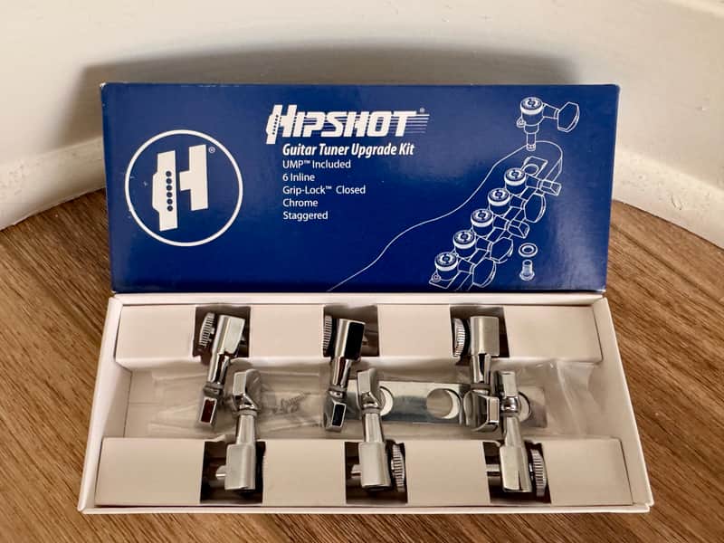Hipshot Hipshot 6K1EL0C-STAG Grip-Lock 6 Inline Staggered Closed LOCKING Tuners, CHROME