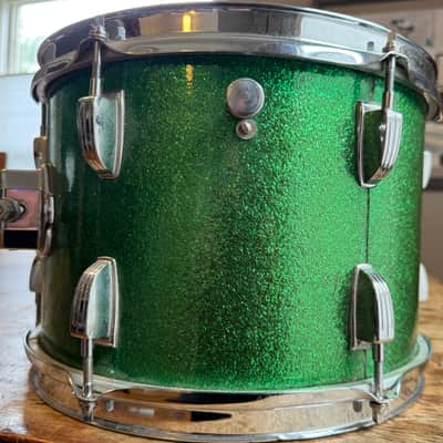 Exc Mid 60s Ludwig No. 942 Classic 8x12" Rack Tom with Keystone Badge in Green Sparkle image 4