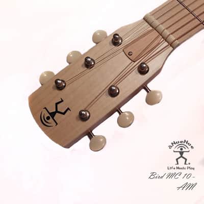 aNueNue Bird MC10 - AM Almond Milk Solid Sitka Spruce & Mahogany Travel Guitar image 9