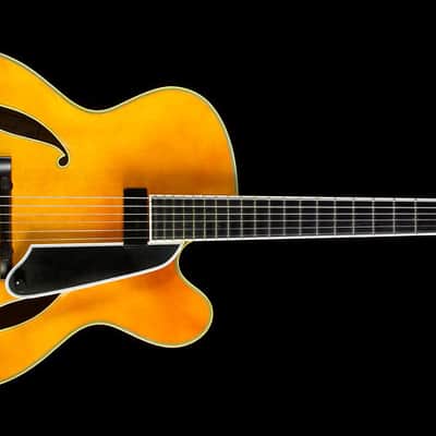 2007 W.E. Moll John Pizzarelli Model Archtop Electric Guitar Transparent Amber image 2