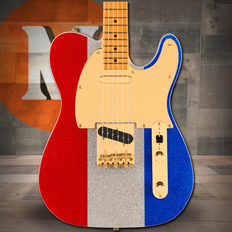 Fender Buck Owens Telecaster Maple Fingerboard - Red, Silver and Blue Sparkle image 1