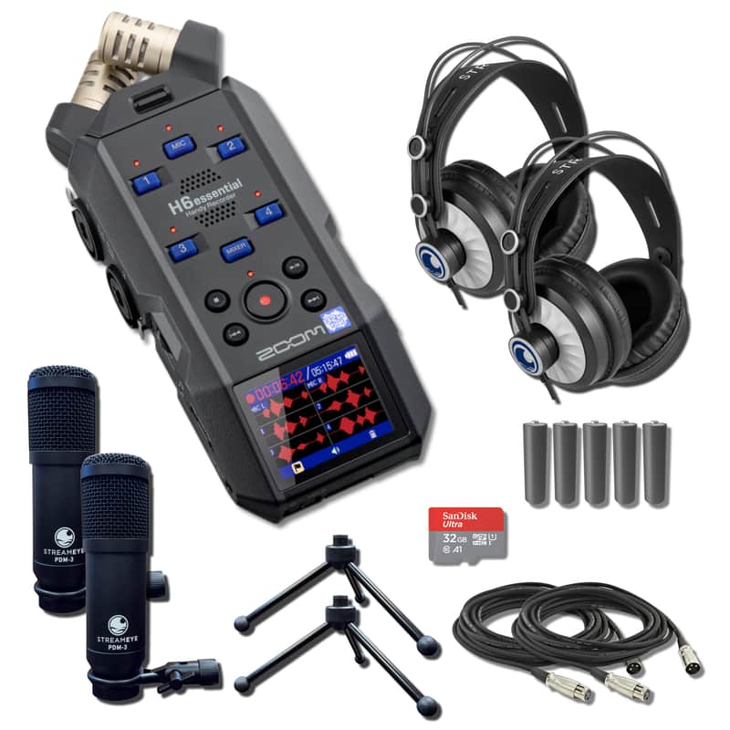 Zoom H6essential Handheld Recorder with 2x StreamEye PDM-3 Podcast Equipment Bundles image 1