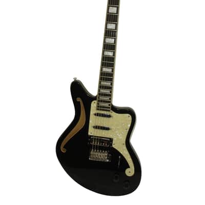 D'Angelico Premier Bedford SH Semi-Hollow Electric Guitar, Black Flake image 1