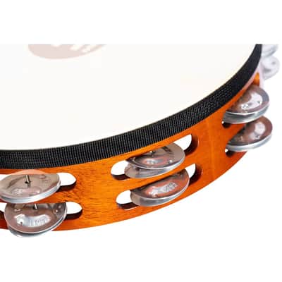 Meinl Traditional Wood Tambourine Goatskin 2 rows aluminum 10in image 5