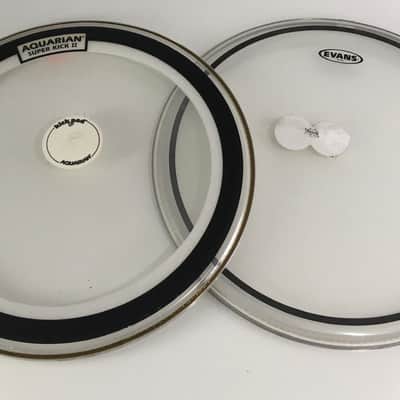 Aquarian Super Kick II Bass Drum Batter Head 22” + Evans 22” EMAD Kick Pads Falam Slam image 2