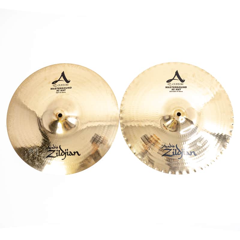 Zildjian 14" A Custom Mastersound Hi-Hats - 1100g Top / 1300g Bottom - Used image 1