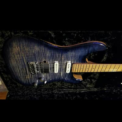 Suhr Classic Custom Trans Blue Denim Slate Burst, Roasted Neck image 1