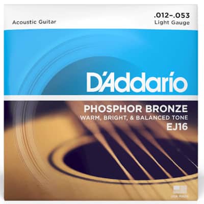 D'Addario Phosphor Bronze Acoustic Guitar Strings Set 12-53 Light EJ16 image 3
