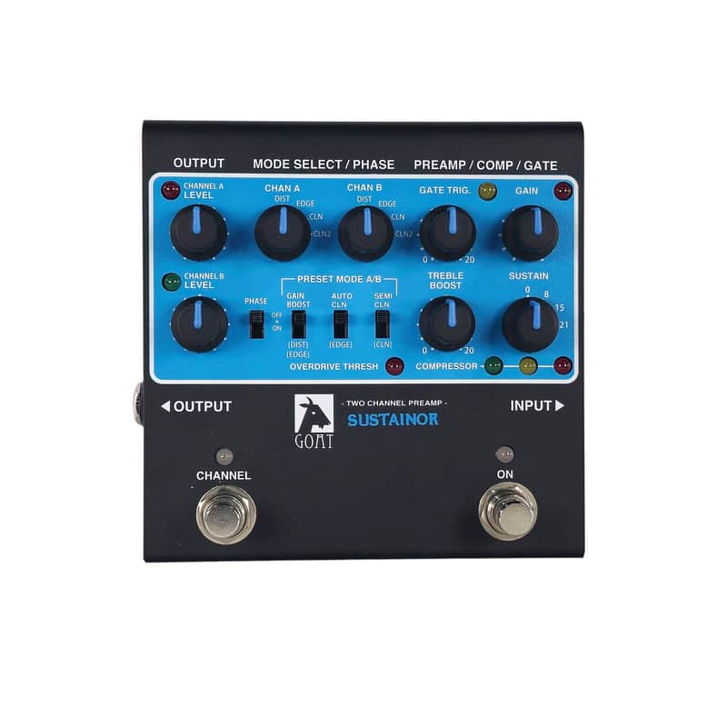 Goat Designs Blue Series Sustainor 2-Channel Preamp Pedal with