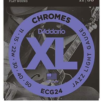 D'Addario ECG24 XL Chromes Flatwound Electric Guitar Strings, Jazz Light Gauge Standard image 1