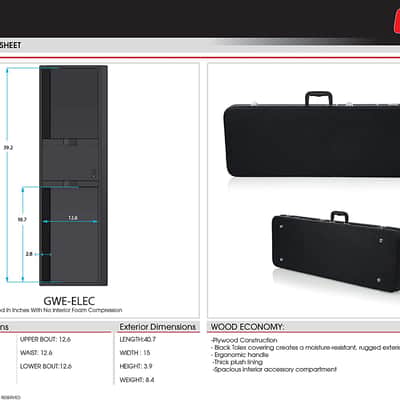 Gator Cases Hard-Shell Wood Case for Standard Electric Guitars; Fits Fender Stratocaster/Telecaster image 10