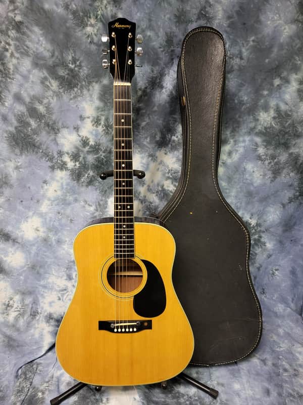 Used 1990's Harmony Korea Dreadnought Pro SEtup New Strings Original Deluxe Soft Shell Case image 1