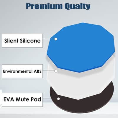 Practice Drum Pad, 12 Inches Double Sided Slient Rubber Drum Practice Pad, Rubber Dumb Drum for Beginners (White+Blue) image 3