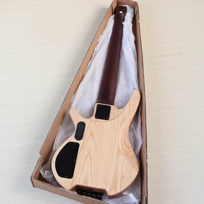 Black Custom 5 String Headless Bass, Wenge Top Ash Body, Roasted Maple Neck, 24 Frets image 3