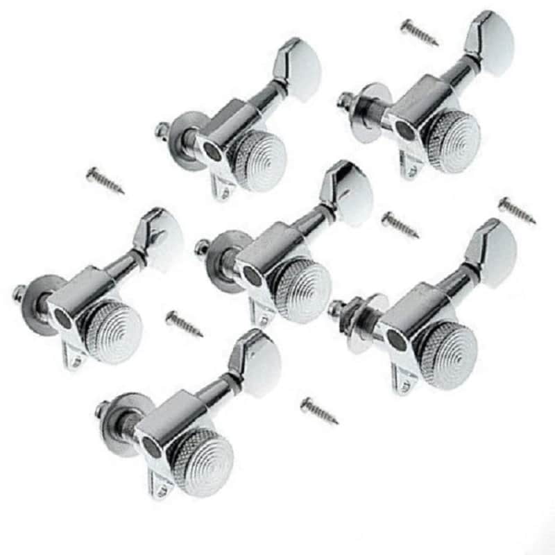 6R inline guitar locking tuning pegs machine head tuners, chrome image 1