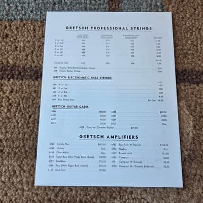Vintage 1966 Gretsch Retail Price List! Rare, Original Case Candy, Paperwork! image 3