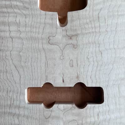 High End Offset Bass Body – Unfinished THICK Curly Maple Top, Solid ONE piece Mahogany Back, Front Routed NOS- limited luthier supply R4 image 22