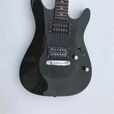 Black Custom Double Cutaway Electric Guitar Body, with Maple Neck, Rosewood Fretboard, HH image 2