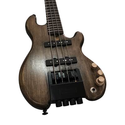 SKS Black Rhino Short Scale 24.5 inches Handmade Headless Electric Bass Guitar Oil Grey image 4