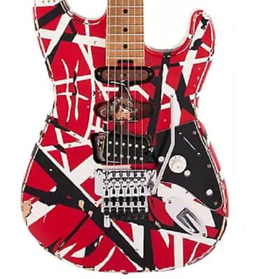 EVH Striped Series Frankie Electric Guitar. Red/White/Black Relic image 1