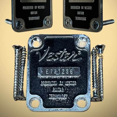 80s/90s Vester Stage Series Chrome Guitar Neck Plate w/Screws,Serial Number w/FREE SHIPPING image 1