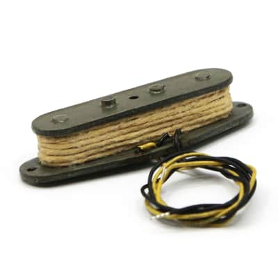 1978 Fender Telecaster Bass Pickup Rare Tele Staggered 4 Pole Piece White Cloth Gray Bobbin Yellow Black Plastic Wire Precision P Bass (#2 - 122378 - 7.42) image 6