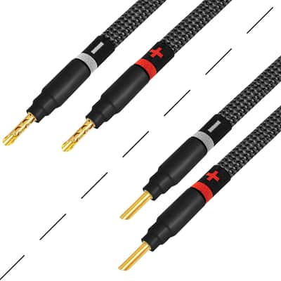 6 Foot Ultimate - 9 AWG - Ultra-Pure OFC - Premium Audiophile HiFi Speaker Cable Pair with Eminence Gold Banana Plugs & Carbon Tweed Jacket image 4