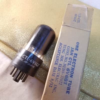 Tung-Sol 1% Tight Matched Pair (2) JAN-CTL-6V6GT tNOS AT1000 TESTED Vacuum Tubes greyglass military Premium Beam Power 6V6 1942-1952 image 1