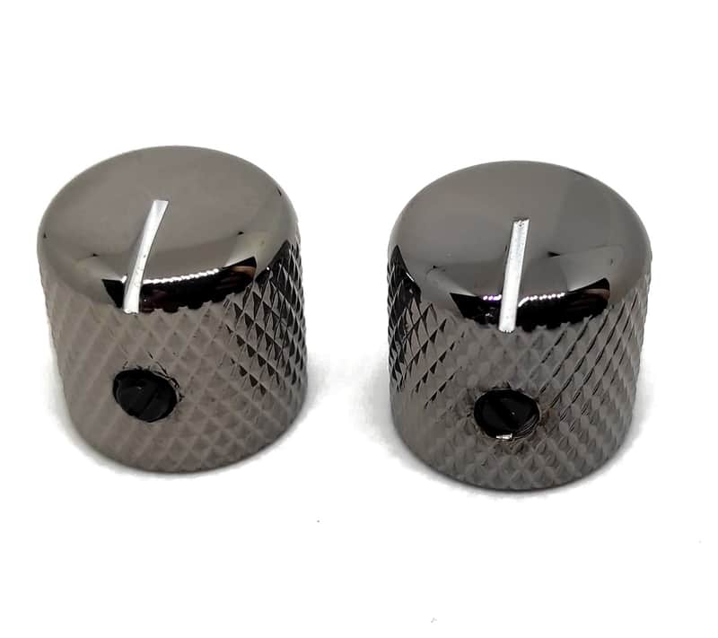 2 Telecaster cosmo black white line Metal Dome Knobs for 1/4 (6,35mm) SolidShaft image 1